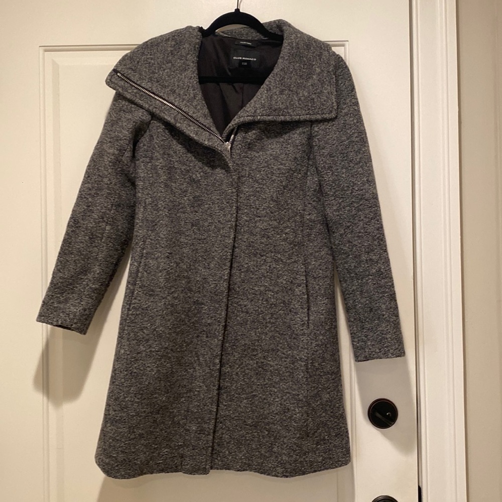 women’s Club Monaco funnel neck wool coat